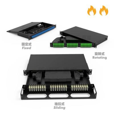 Китай Grey Fusion Splice Tray Rack Mount Fiber Patch Panel Electrostatic Spraying Coating Rotating Tray продается