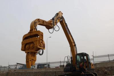 China Yellow 42CrMo Sheet Pile Hammer 120 Ipm Sheet Piling Attachment For Excavator for sale