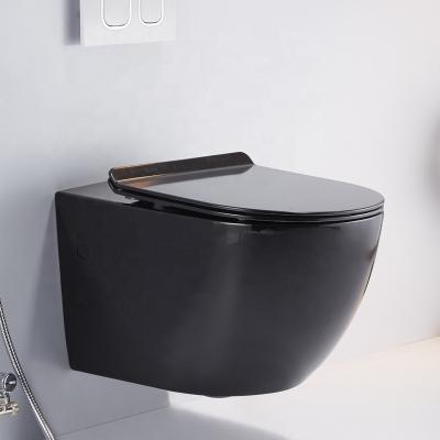 China One Piece American Standard Wall Hung Toilet Matt Black Wc Soft Close Seat for sale