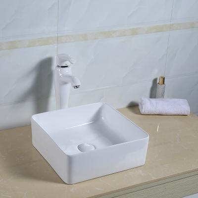 China Ultra-Thin Counter Top Bathroom Sink square shape porcelain wash basin for sale