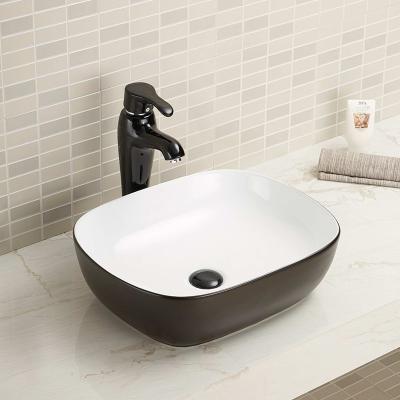 China Rectangular Wash Basin Countertop Black Sink Easily Install With Accessories for sale