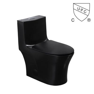 China Iapmo Bathrooms Toilets Matte Black 1 Piece Dual Flush Toilet Elongated Siphonic Ceramic for sale