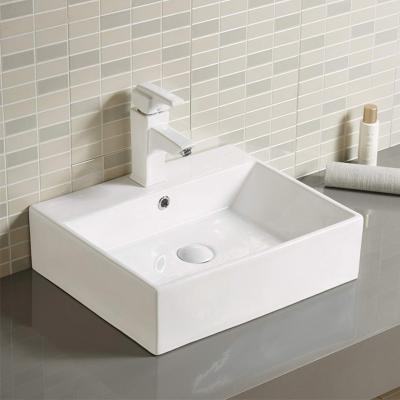 China Integral Molded Counter Top Bathroom Sink 500 X 350mm Square Vessel Sink for sale