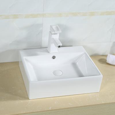 China Integrated Square Counter Top Bathroom Sink 50cm Hand Wash Basin Anti Acid for sale