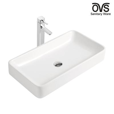 中国 白いカウンター トップの浴室の流し700mmの300mm陶磁器の長方形の容器の洗面器 販売のため