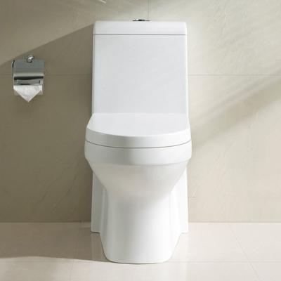 China White Bathrooms Toilets Single Flush Elongated Skirted One Piece Toilet Bowl Syphon for sale