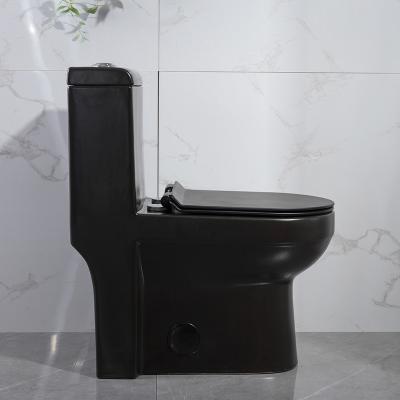 China Low Profile American Standard One Piece Elongated Toilet Tall Black 1.6Gpf for sale