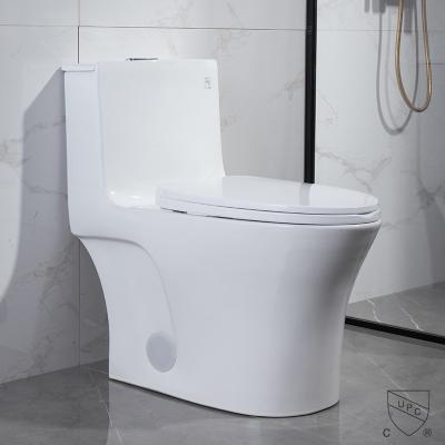 China Round Front One Piece Skirted Toilet Dual Flush Elongated Fully Skirted CUPC for sale