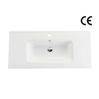 中国 平らな容器の陶磁器の虚栄心の流し760MMの現代浴室の単一の穴 販売のため