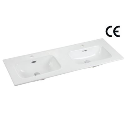 China White Double Vanity Top Bathroom Sink 1200mm Porcelain For Cabinet for sale
