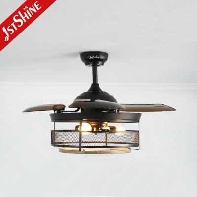 China Retractable Blades Industrial Ceiling Fan , Vintage Cage Chandelier Ceiling Fan for sale