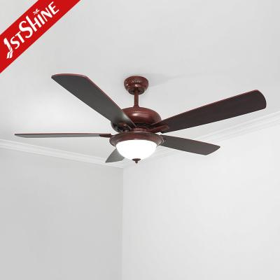 China 3000K Retro Ceiling Fan With Dark Walnut Blades And Glass Lampshade for sale