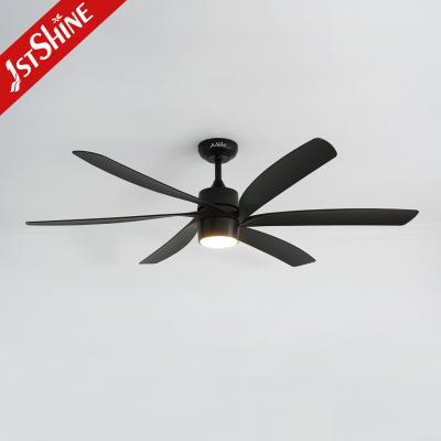 中国 65 Inches Remote Led Ceiling Fan Larger High Air Volume Black Plastic Blade Dc Motor 販売のため