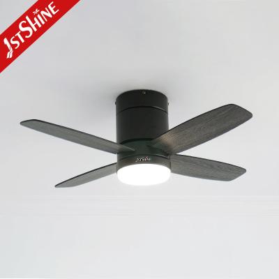 China 36 Inch Modern Led Invisible Ceiling Fan Mini 4 Plywood Blades Low Profile Dimming Light for sale