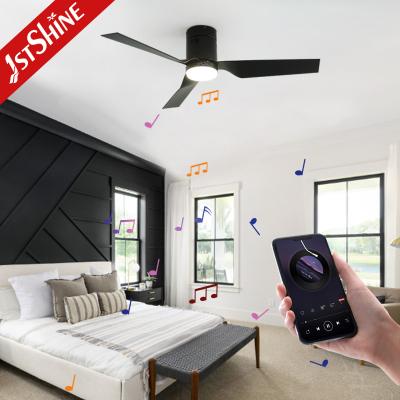 China Low Profile 52 Inches Smart Led Ceiling Fan Flush Mount 3 Abs Blades With Speaker for sale