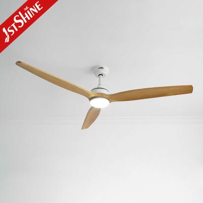 China 60 Inches LED Ceiling Fan Solid Wood Blade Dimmable LED Light Quiet DC Motor for sale