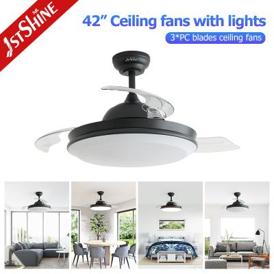 China DC Silent Motor LED Retractable Ceiling Fan Light 6 Speed Remote Control for sale