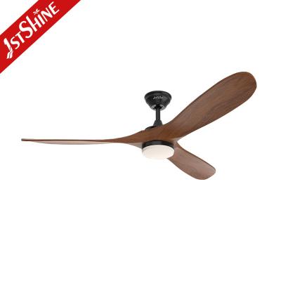 China Wood Blades Chandelier Dark Walnut Ceiling Fan With LED And Remote Control for sale
