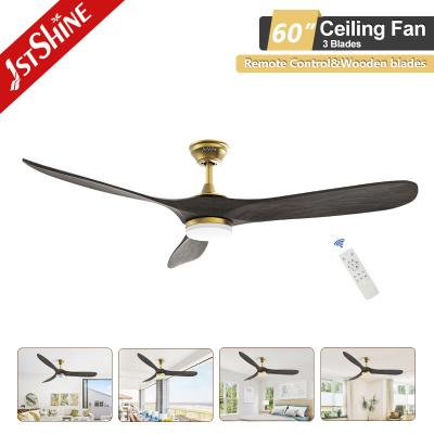 China Luxury Ceiling Light With Fan Quiet Dc Motor 3 Wooden Blades en venta