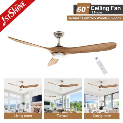 中国 60 Inch Led Ceiling Fan Lamp Chandelier Combo Lighting Solid Wood Blade 販売のため