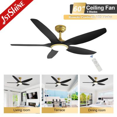 China Luxury Villa Black Gold Ceiling Fan With LED light 230v 6 Speed for sale