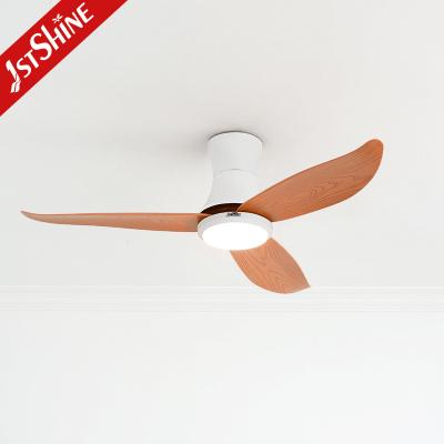 China 6 Speed Remote Control Flush Mount LED Ceiling Fan With Light Quiet DC Motor for sale