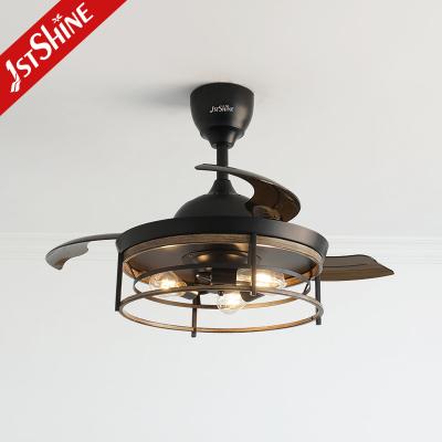China 42 Inches Farmhouse E27 Modern LED Invisible Ceiling Fan Retractable Blade Ceiling Fan Lights for sale