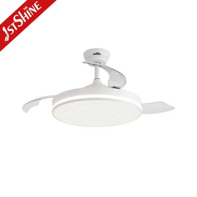 China White Ceiling Fan With Light 3 Pc Blades Dimmable Led Light Dc Motor for sale