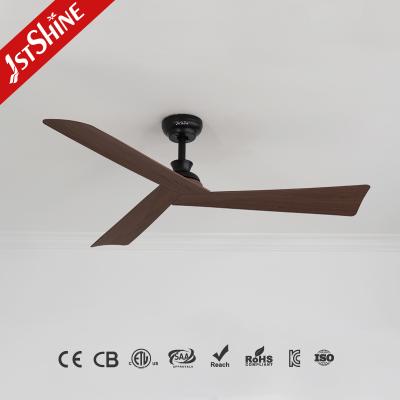 China Lagere geluid 52 inch plafondventilator met donkere houten korrelbladen en 6 snelheid afstandsbediening Te koop