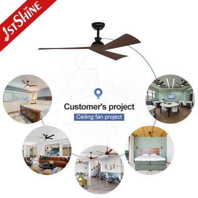 China Lagere geluid 52 inch plafondventilator met donkere houten korrelbladen en 6 snelheid afstandsbediening Te koop