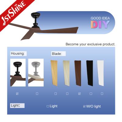 China Lagere geluid 52 inch plafondventilator met donkere houten korrelbladen en 6 snelheid afstandsbediening Te koop