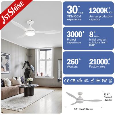 China 52 inch energiebesparende dimmable LED plafondventilator met afstandsbediening en multi-kleuren Te koop