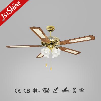 China 52 Zoll traditioneller Deckenventilator mit Zugkettensteuerung und Wechselstrommotor für Restaurants zu verkaufen