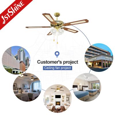 China 52 Zoll traditioneller Deckenventilator mit Zugkettensteuerung und Wechselstrommotor für Restaurants zu verkaufen