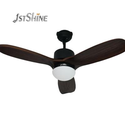 China 15W LED Solid Wood Ceiling Fan With Remote Control White Walnut Blades for sale