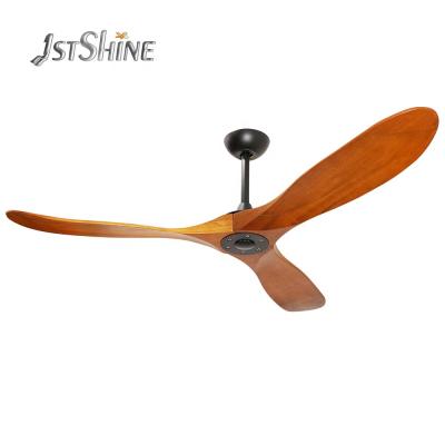China Library Silent Wooden Blade Remote Ceiling Fan Without Lights for sale