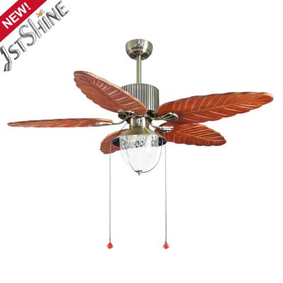 China 52 Inch Wood Blade Classic Ceiling Fans Pull Chain Control Mulit Color for sale