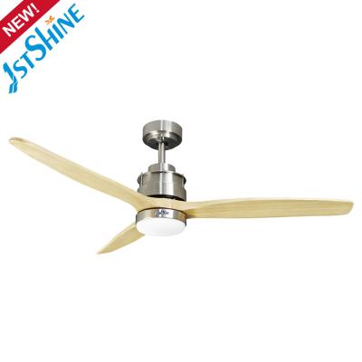 China 52 Inch Bldc Remote LED Ceiling Fan 3 Natural Solid Wood Blades for sale