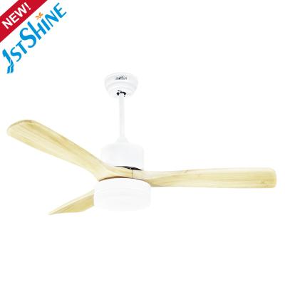 China 3 Color Led 48 Inch Solid Wood Ceiling Fan Remote Control Quiet for sale