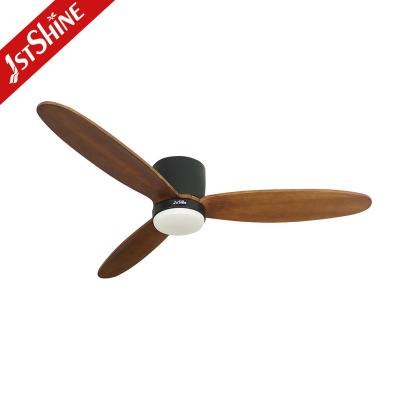 China Dimmable 5 Speed 52in LED Ceiling Fan With 3 Solid Wood Blades for sale