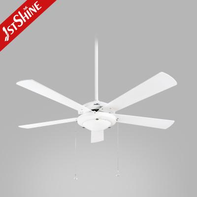 China Plywood Modern LED Ceiling Fan With 5 Blades Frosted Glass Light for sale