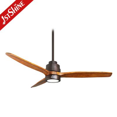 China Solid Wood Ergonomic Remote LED Ceiling Fan With Dimmable DC Motor for sale