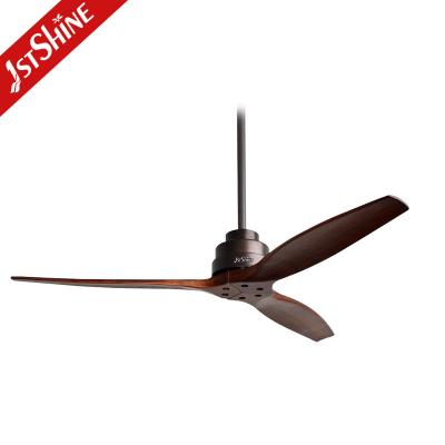 China Luxury DC Motor Wooden Finish Ceiling Fan 52 Inch 5 Speeds Three Blade for sale