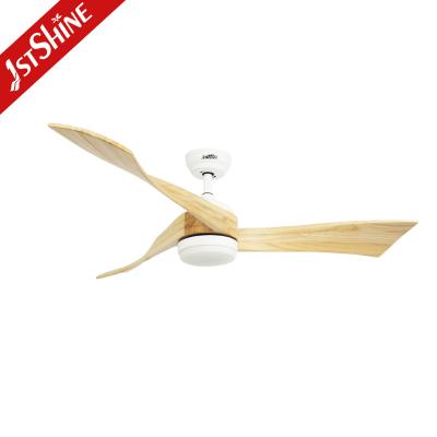 China 230V Solid Wood Blades 3 Color LED Dimmable Ceiling Fan With Remote Control for sale