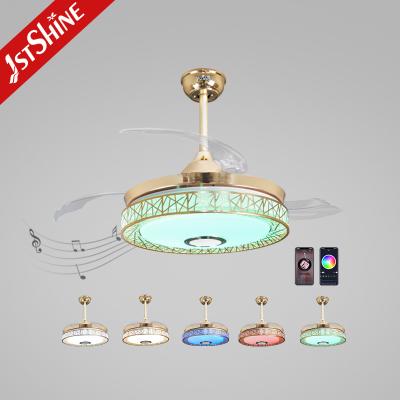 China 4000K 6000K Retractable Blade Ceiling Fan Chandelier Color Changing for sale