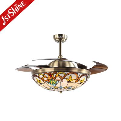 China 42 Inch Retractable Blades Ceiling Fan With 3 Color LED Light for sale