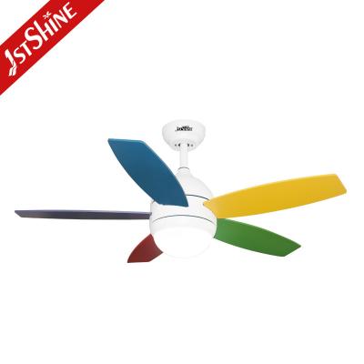 China OEM 5 Colorful MDF Blades Modern Ceiling Fan With Light AC Motor for sale