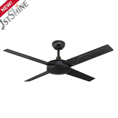 China 4 Blades AC Motor 61W Black Metal Ceiling Fan 3 Speeds Remote Control for sale