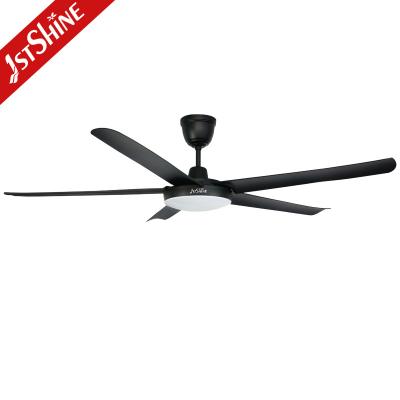 China 62 Inch Black Plastic Modern LED Ceiling Fan Blade Dc Motor 3 Color 52.4W for sale