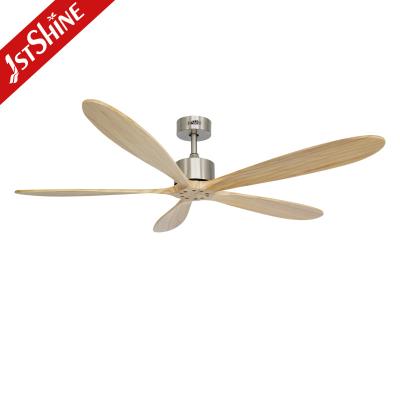 China Living Room Big Wooden Blade Ceiling Fan Remote Control With No Light for sale